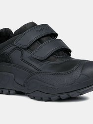 Geox Childrens/Kids Savage Leather Sneakers (Black) (10 Toddler)