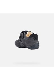 Geox Childrens/Kids Tutim Crawl Leather Sneakers (Navy) (6 Toddler)