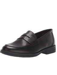 Geox Girls Agata D Slip On Leather Shoe (Black) (7.5 Toddler) - Black