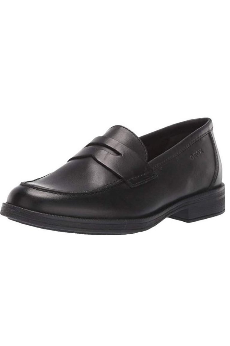 Geox Girls Agata D Slip On Leather Shoe (Black) (7.5 Toddler) - Black