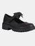 Geox Girls Casey Bow Leather School Shoes (Black) (5 Big Kid) - Black