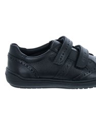 Geox Girls Hadriel Leather School Shoes (Black)