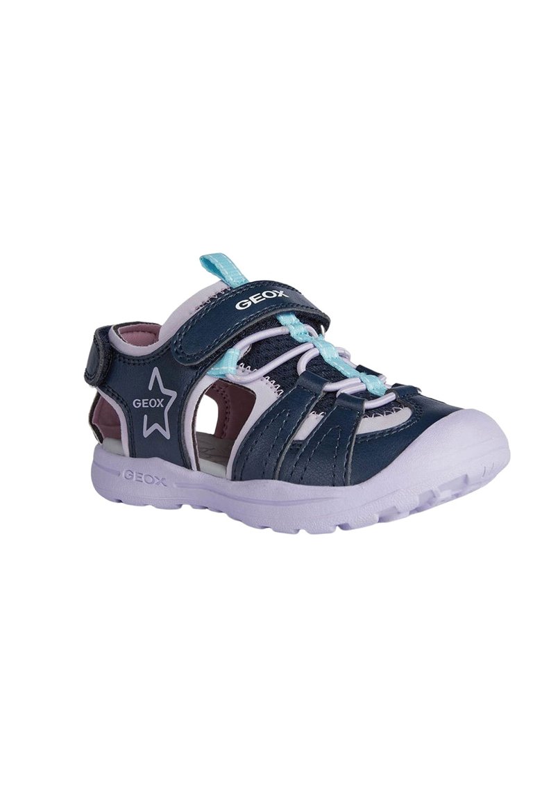 Geox Girls Vaniett Leather Sandals - Navy/Lilac