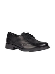 Geox J Agata D Girls Leather Lace Up Shoe (Black) (6 Big Kid) - Black