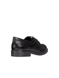 Geox J Agata D Girls Leather Lace Up Shoe (Black) (6 Big Kid)
