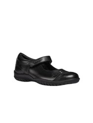 Geox J Shadow A Touch Girls Leather Fastening Shoe (Black) - Black