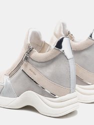 Womens Armonica Leather Sneakers - Light Grey/White