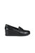 Womens/Ladies Anylla Leather Wedge Moccasins - Black