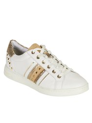 Womens/Ladies Jaysen Leather Sneakers - White/Gold