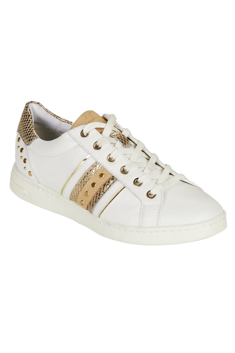 Womens/Ladies Jaysen Leather Sneakers - White/Gold