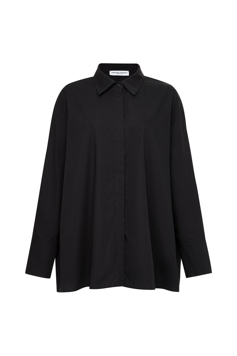 Amber 100% Organic Cotton Button-Up Shirt - Black - Black