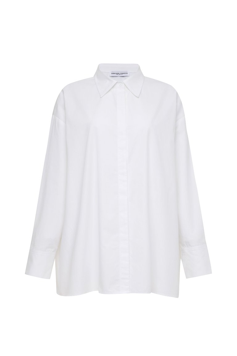 Amber 100% Organic Cotton Button-Up Shirt - White - White