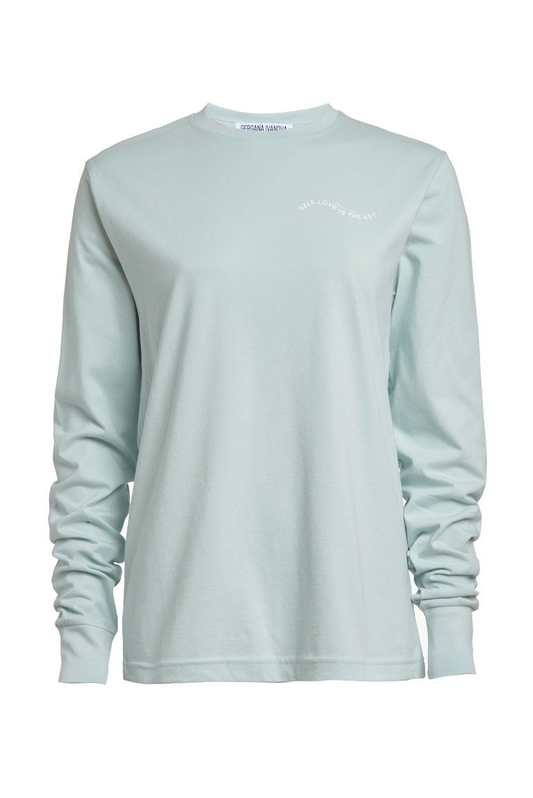 Organic Cotton Self-Love Long Sleeve Shirt - Sky Blue - Sky Blue