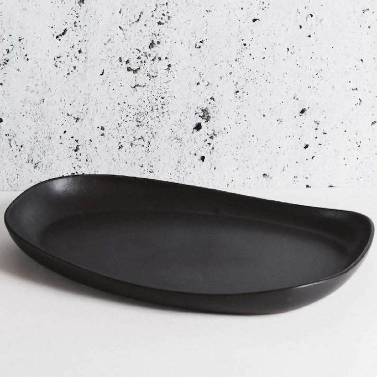 Stoneware Long Serving Platter - Matte Black