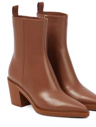 Dylan Leather Zip Bootie - Cuoio