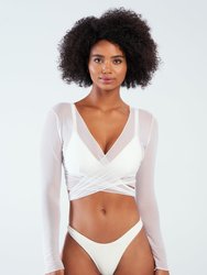 Tina Mesh Wrap Top - White