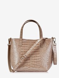 Alex Mini Tote - Stone Crocodile Embossed Leather