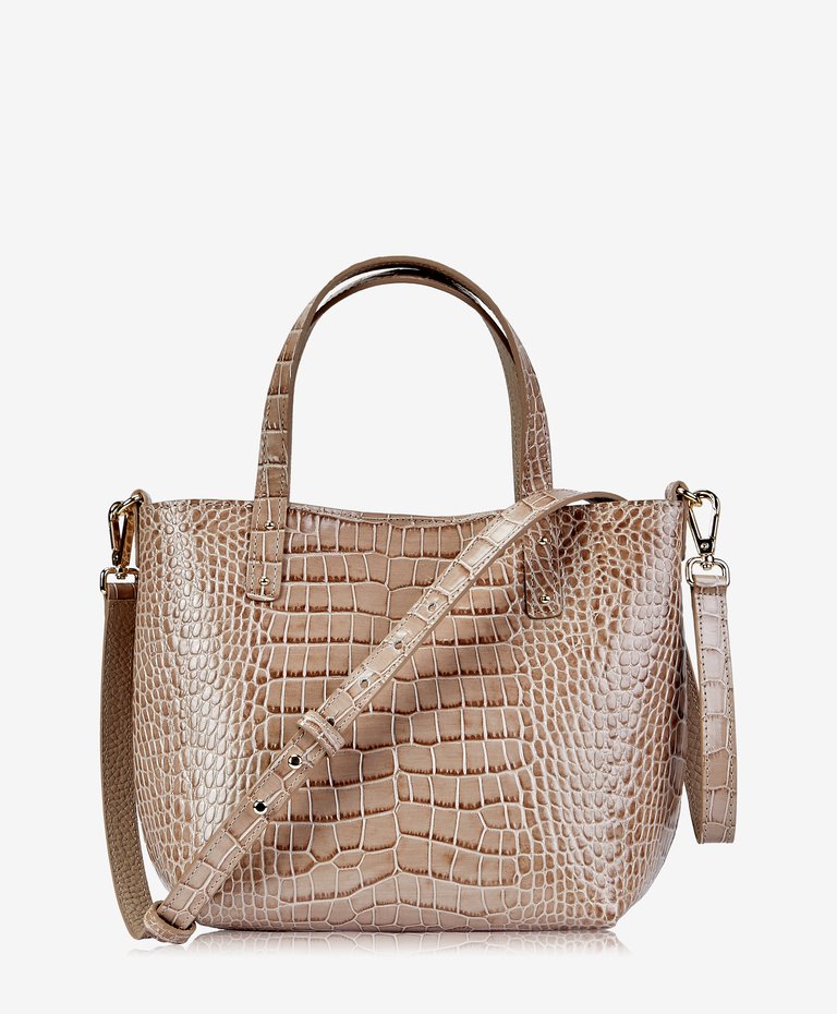 Alex Mini Tote - Stone Crocodile Embossed Leather