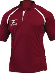 Gilbert Rugby Mens Xact Short Sleeved Rugby Shirt (Maroon) - Maroon