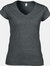 Gildan Ladies Soft Style Short Sleeve V-Neck T-Shirt (Dark Heather) - Dark Heather
