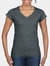 Gildan Ladies Soft Style Short Sleeve V-Neck T-Shirt (Dark Heather)