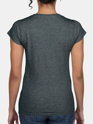 Gildan Ladies Soft Style Short Sleeve V-Neck T-Shirt (Dark Heather)