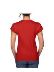 Gildan Ladies Soft Style Short Sleeve V-Neck T-Shirt (Red)