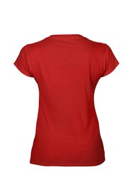 Gildan Ladies Soft Style Short Sleeve V-Neck T-Shirt (Red)