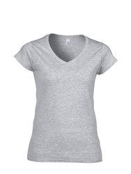 Gildan Ladies Soft Style Short Sleeve V-Neck T-Shirt (Sport Grey (RS)) - Sport Grey (RS)