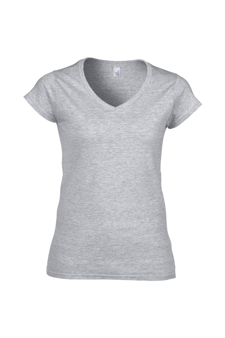 Gildan Ladies Soft Style Short Sleeve V-Neck T-Shirt (Sport Grey (RS)) - Sport Grey (RS)
