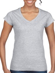 Gildan Ladies Soft Style Short Sleeve V-Neck T-Shirt (Sport Grey (RS))