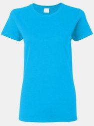 Gildan Ladies/Womens Heavy Cotton Missy Fit Short Sleeve T-Shirt (Heather Sapphire) - Heather Sapphire