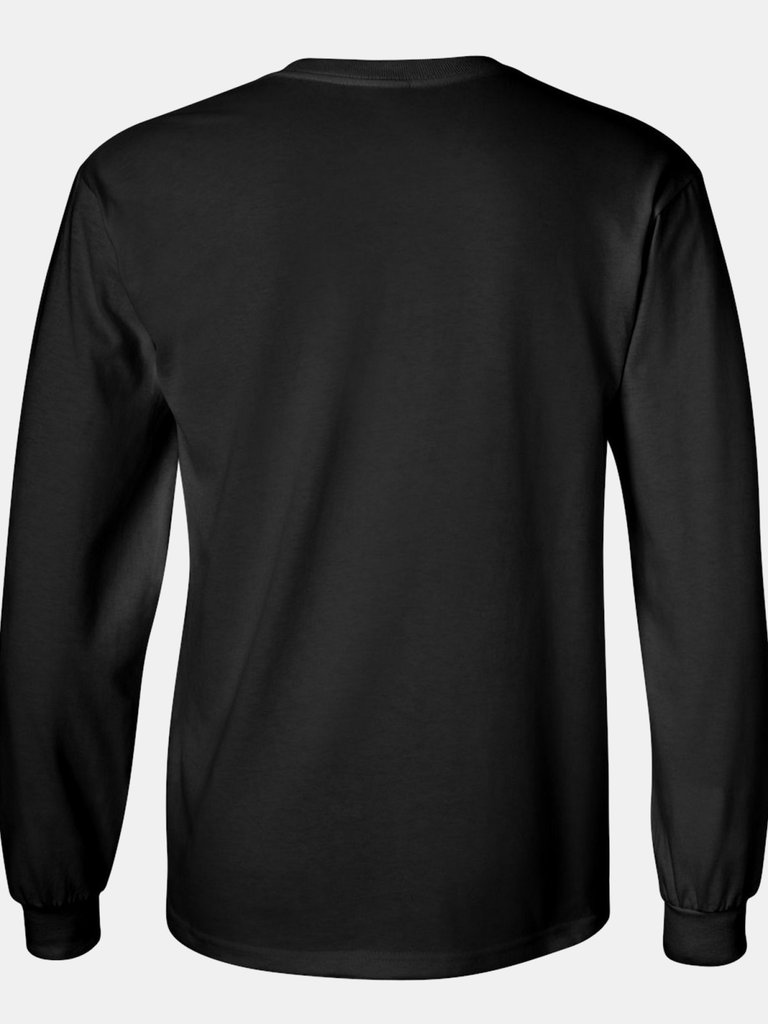 Gildan Mens Plain Crew Neck Ultra Cotton Long Sleeve T-Shirt (Black)