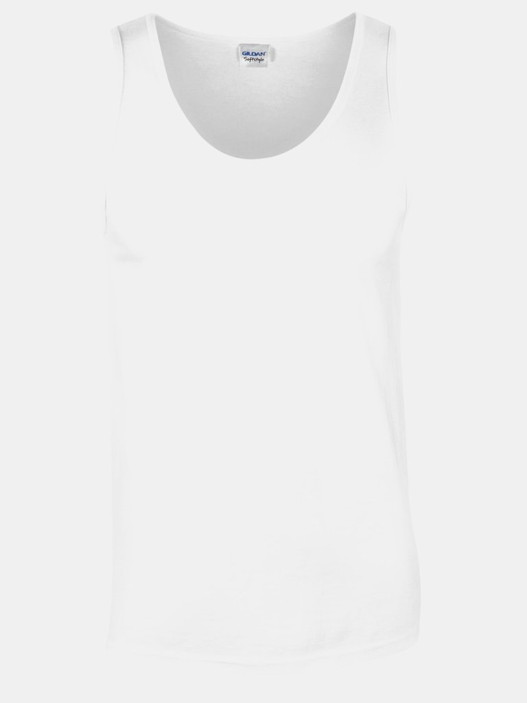 Gildan Mens Plain Soft Tank Top (White) - White