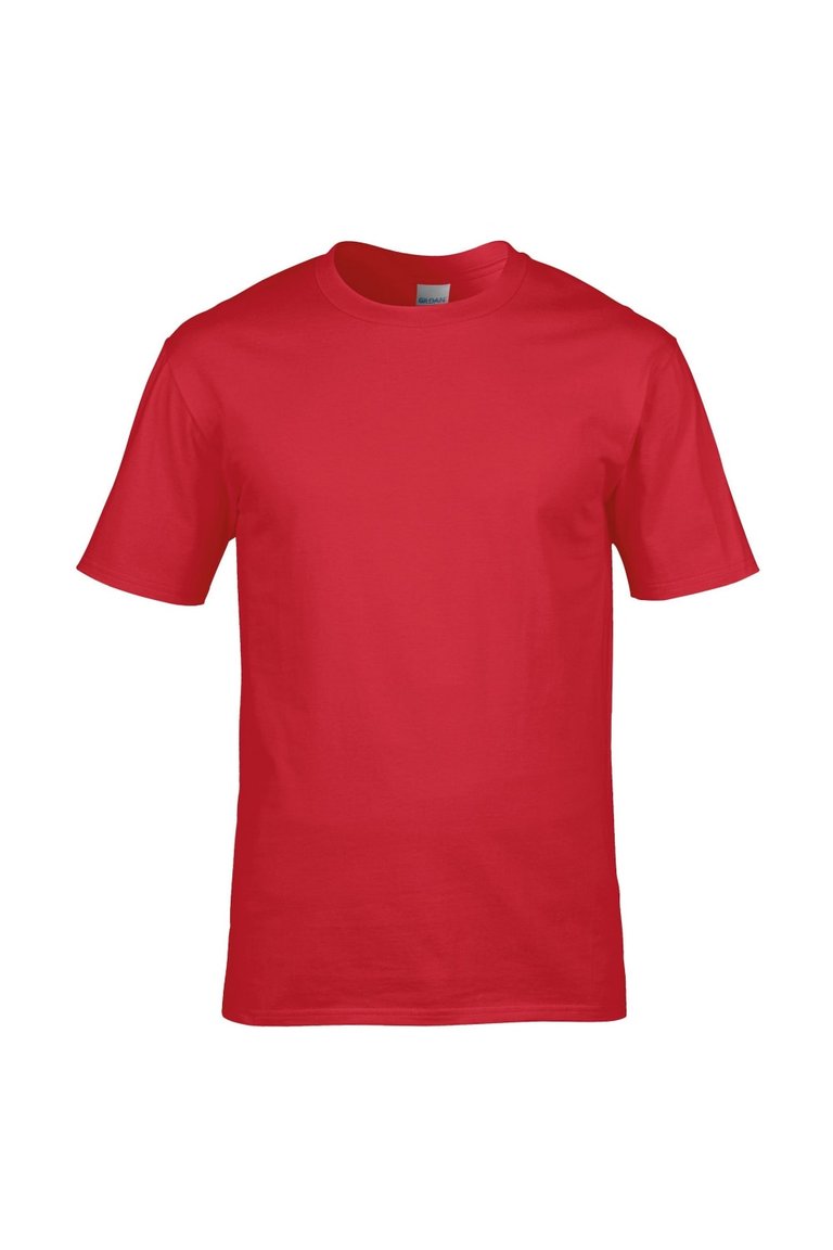 Gildan Mens Premium Cotton Ring Spun Short Sleeve T-Shirt (Red) - Red