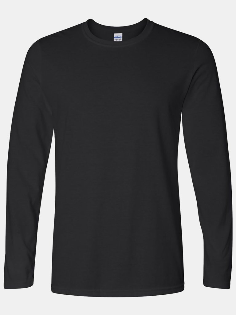 Gildan Mens Soft Style Long Sleeve T-Shirt (Pack of 5) (Black) - Black