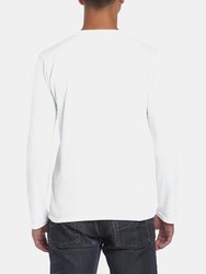 Gildan Mens Soft Style Long Sleeve T-Shirt (White)