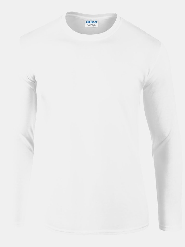 Gildan Mens Soft Style Long Sleeve T-Shirt (White) - White