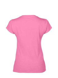 Ladies Soft Style Short Sleeve V-Neck T-Shirt - Azalea