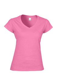 Ladies Soft Style Short Sleeve V-Neck T-Shirt - Azalea