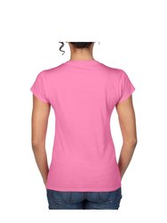 Ladies Soft Style Short Sleeve V-Neck T-Shirt - Azalea