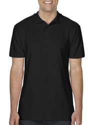 Softstyle Mens Short Sleeve Double Pique Polo Shirt - Black