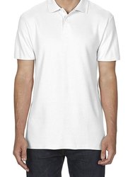 Softstyle Men's Short Sleeve Double Pique Polo Shirt - White - White