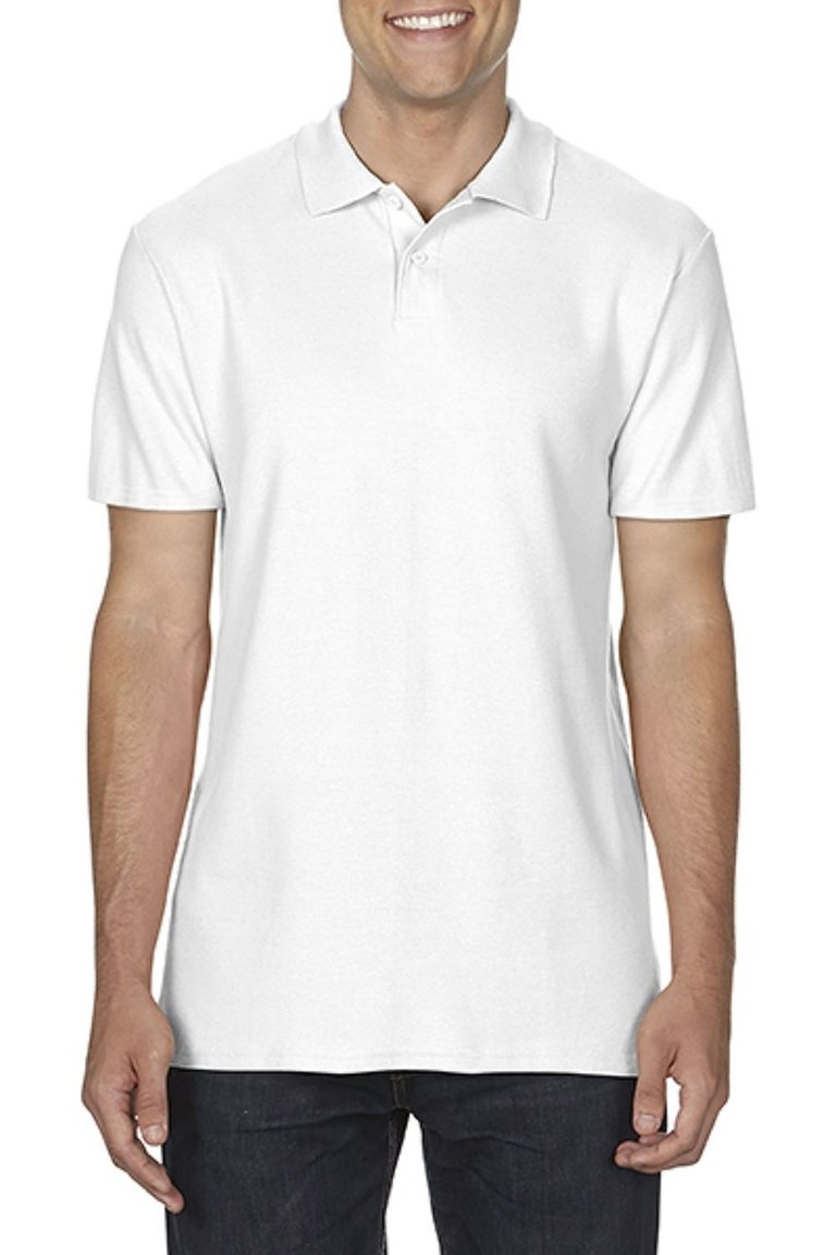 Softstyle Men's Short Sleeve Double Pique Polo Shirt - White - White