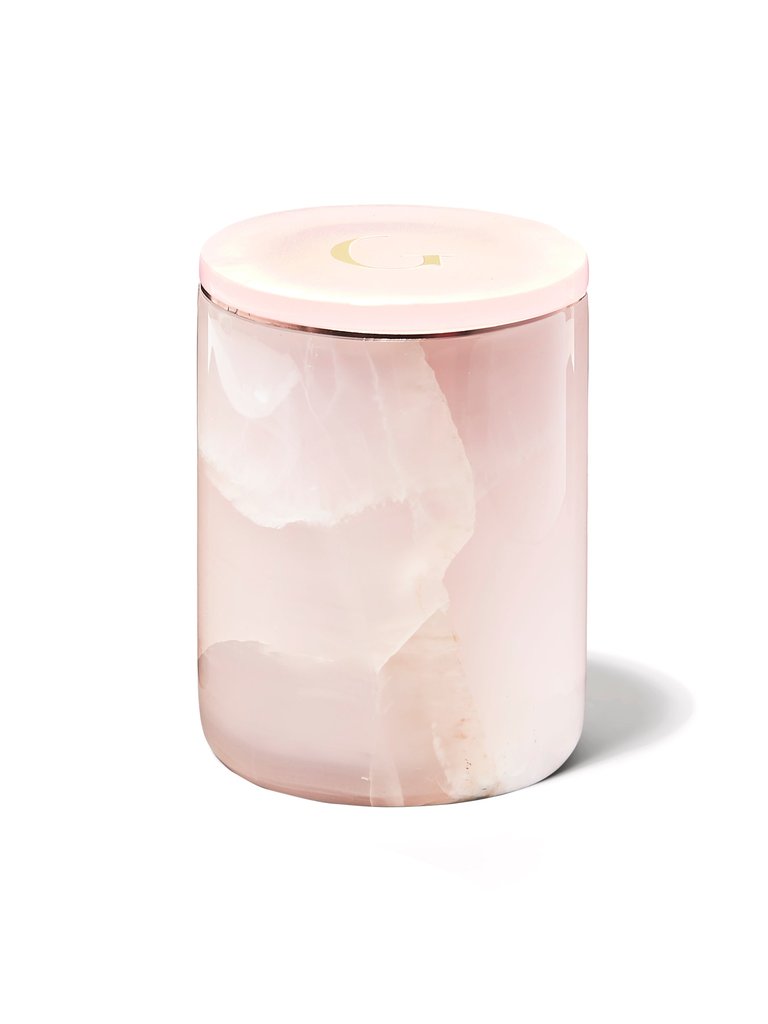 Pink Onyx Marble Candle - Rose Gold