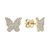 Pave Butterfly Earrings - Yellow Gold