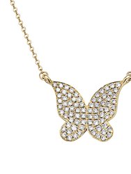 Pave Butterfly Necklace - Yellow Gold