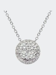 Round Diamond Illusion Pendant - White Gold