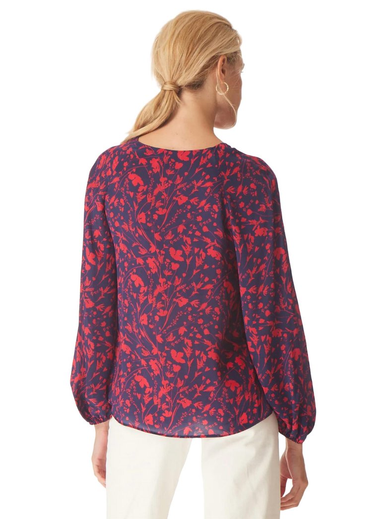 Cassie Blouse In Navy Thistlle Print