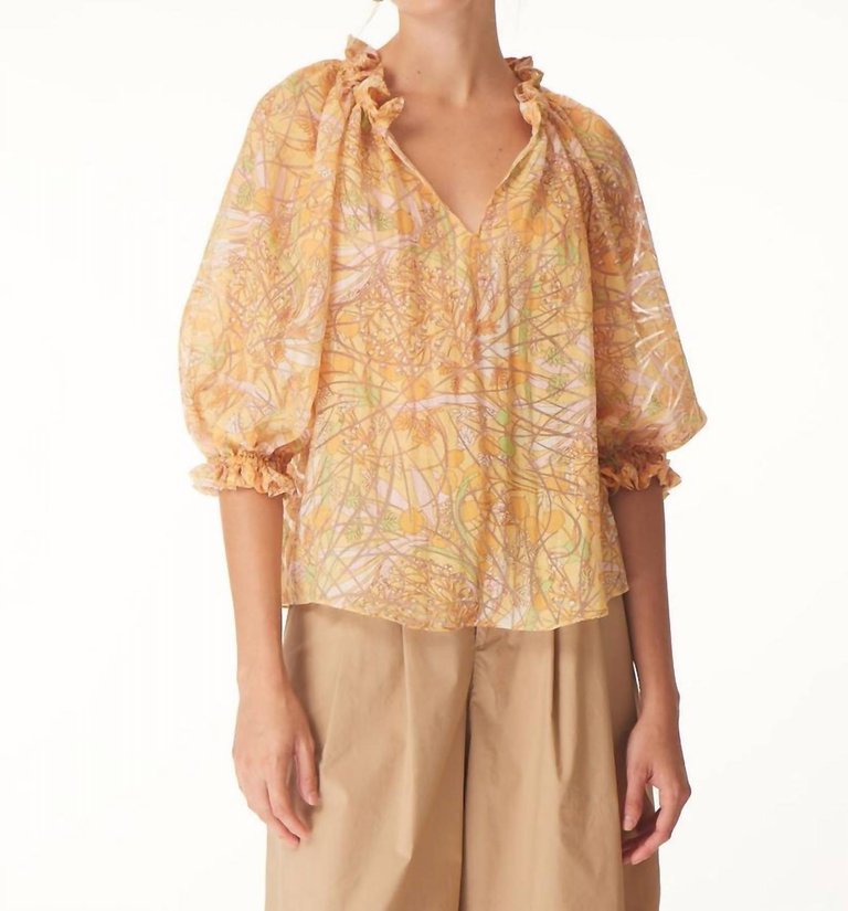 Sunshine Print Ellie Blouse In Yellow - Yellow